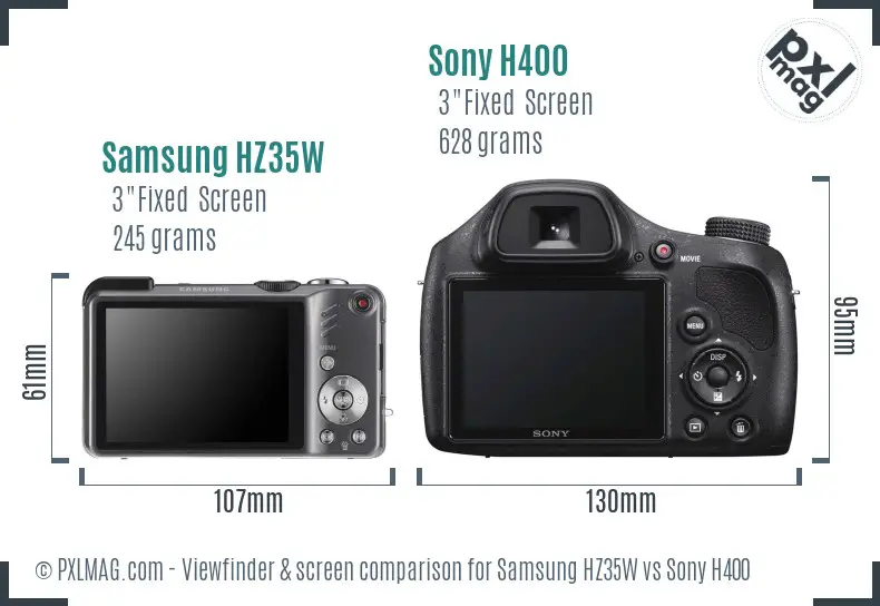 Samsung HZ35W vs Sony H400 Screen and Viewfinder comparison