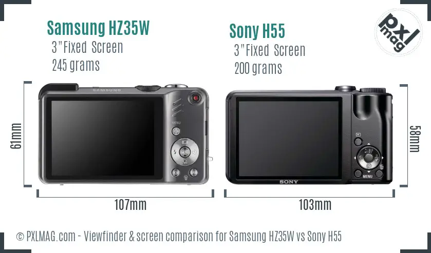 Samsung HZ35W vs Sony H55 Screen and Viewfinder comparison