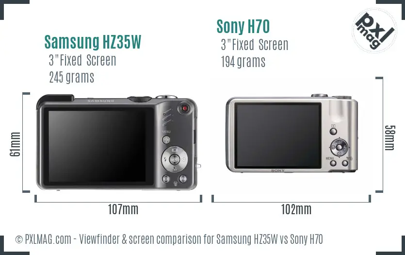 Samsung HZ35W vs Sony H70 Screen and Viewfinder comparison