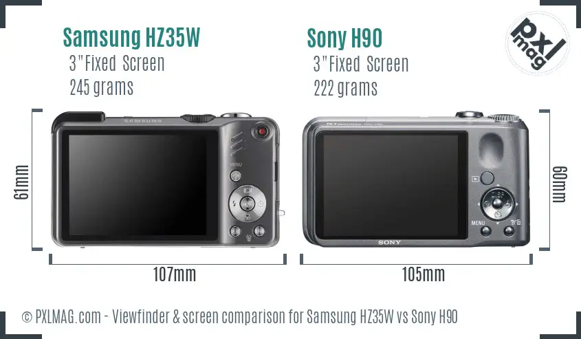 Samsung HZ35W vs Sony H90 Screen and Viewfinder comparison