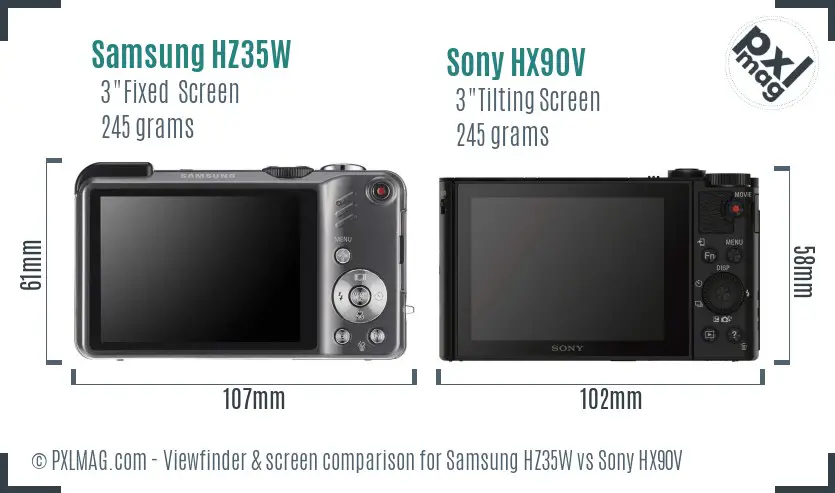 Samsung HZ35W vs Sony HX90V Screen and Viewfinder comparison