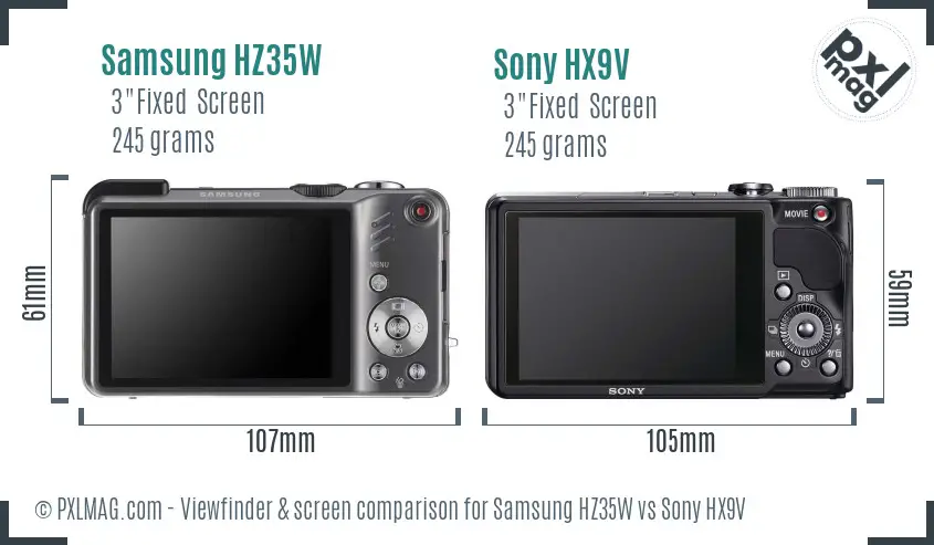 Samsung HZ35W vs Sony HX9V Screen and Viewfinder comparison