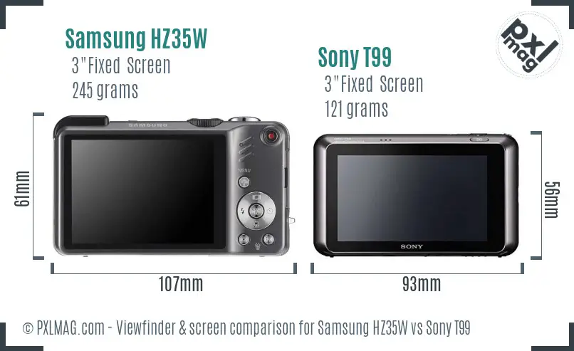 Samsung HZ35W vs Sony T99 Screen and Viewfinder comparison