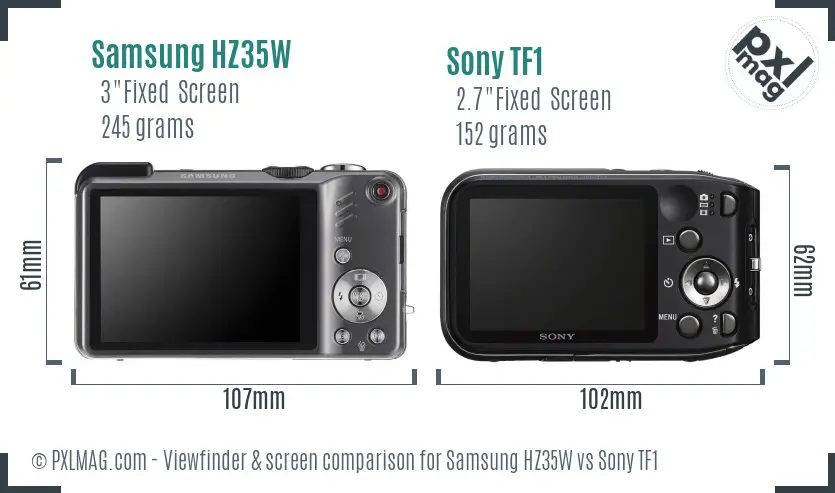 Samsung HZ35W vs Sony TF1 Screen and Viewfinder comparison