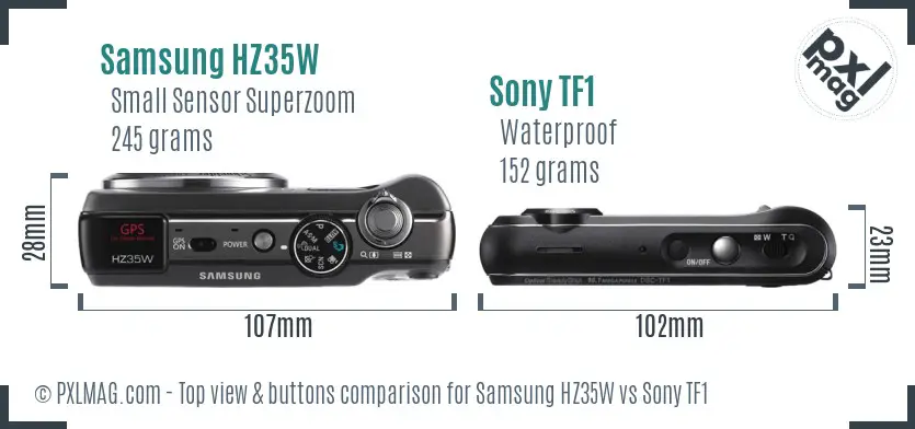 Samsung HZ35W vs Sony TF1 top view buttons comparison