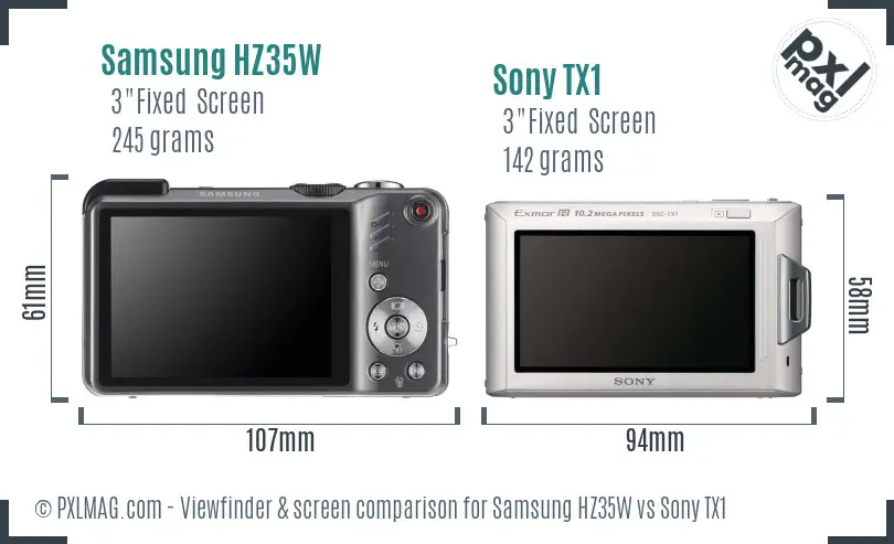 Samsung HZ35W vs Sony TX1 Screen and Viewfinder comparison