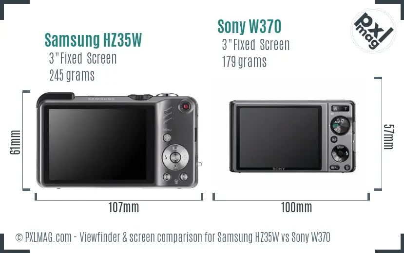 Samsung HZ35W vs Sony W370 Screen and Viewfinder comparison