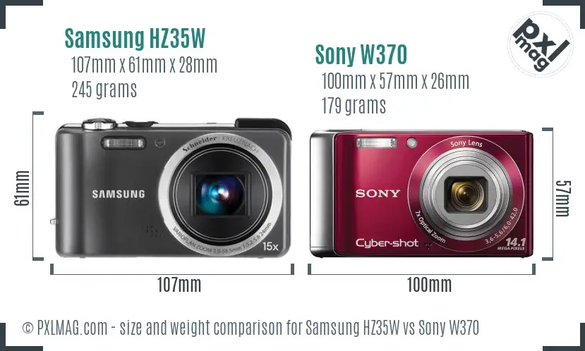Samsung HZ35W vs Sony W370 size comparison