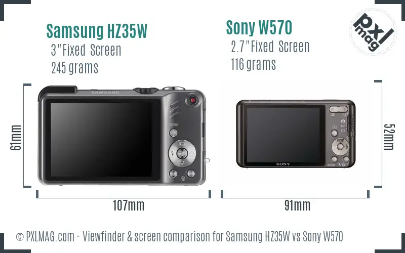 Samsung HZ35W vs Sony W570 Screen and Viewfinder comparison