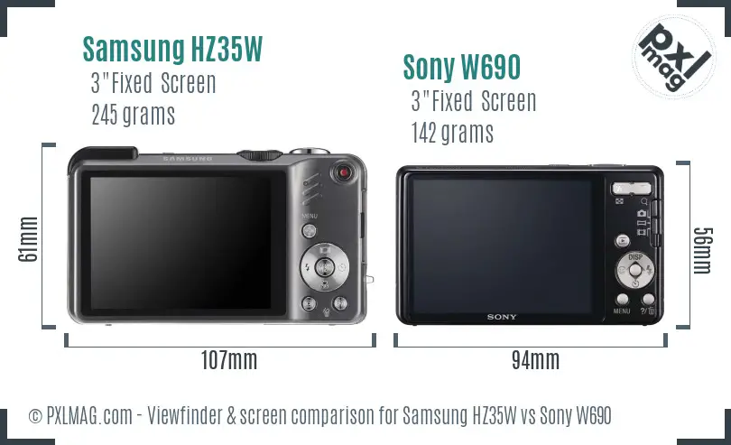 Samsung HZ35W vs Sony W690 Screen and Viewfinder comparison