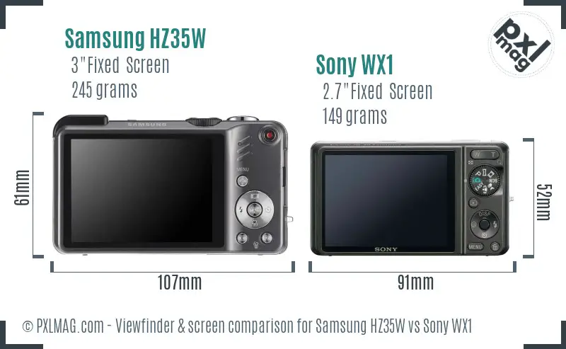 Samsung HZ35W vs Sony WX1 Screen and Viewfinder comparison
