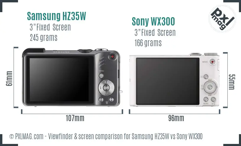 Samsung HZ35W vs Sony WX300 Screen and Viewfinder comparison
