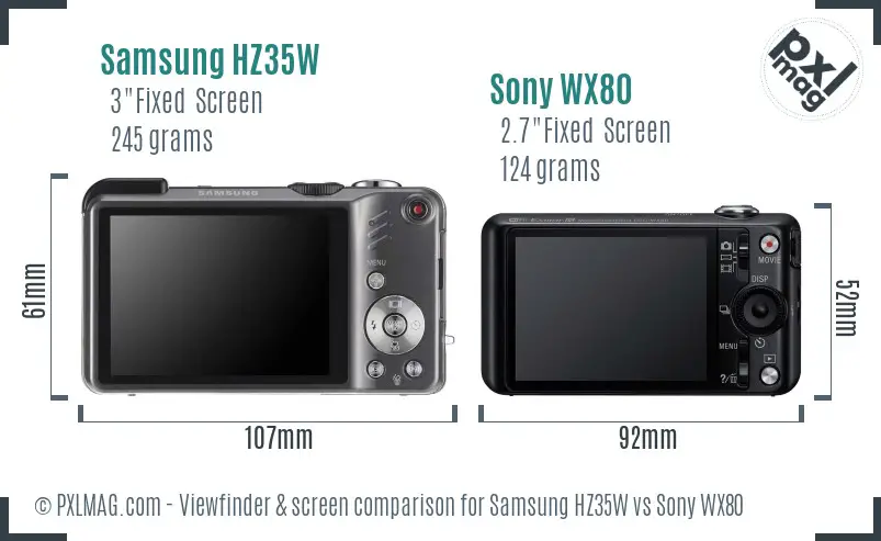 Samsung HZ35W vs Sony WX80 Screen and Viewfinder comparison