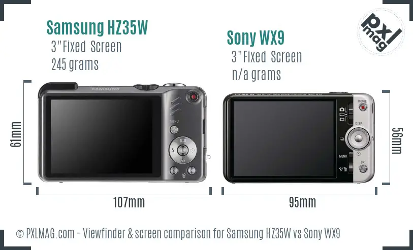 Samsung HZ35W vs Sony WX9 Screen and Viewfinder comparison