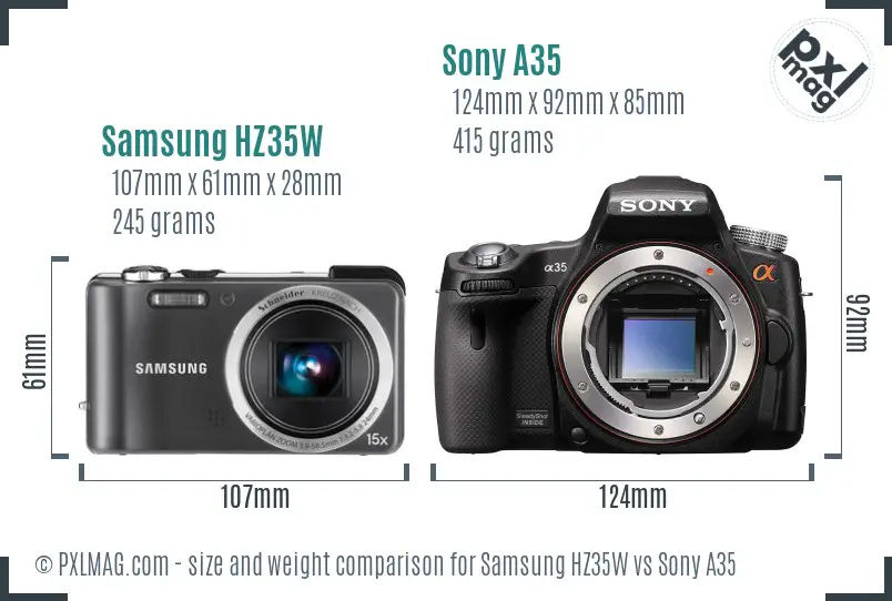 Samsung HZ35W vs Sony A35 size comparison