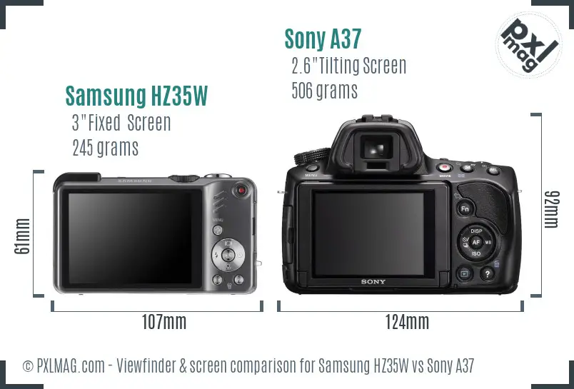 Samsung HZ35W vs Sony A37 Screen and Viewfinder comparison