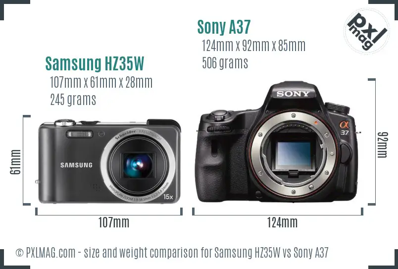 Samsung HZ35W vs Sony A37 size comparison