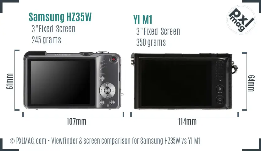 Samsung HZ35W vs YI M1 Screen and Viewfinder comparison