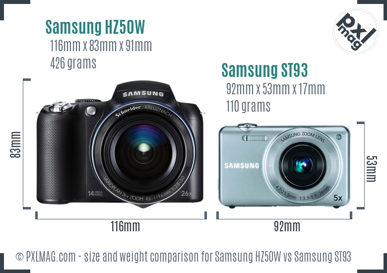 Samsung HZ50W vs Samsung ST93 size comparison Samsung HZ50W vs Samsung ST93 size comparison