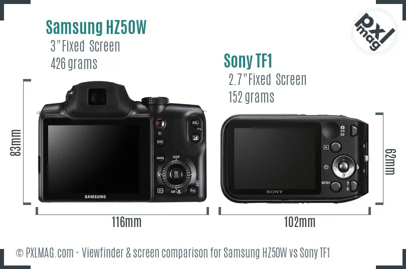 Samsung HZ50W vs Sony TF1 Screen and Viewfinder comparison