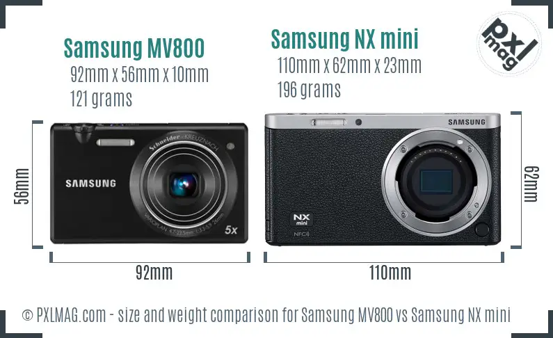 Samsung MV800 vs Samsung NX mini size comparison