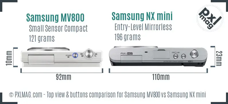 Samsung MV800 vs Samsung NX mini top view buttons comparison