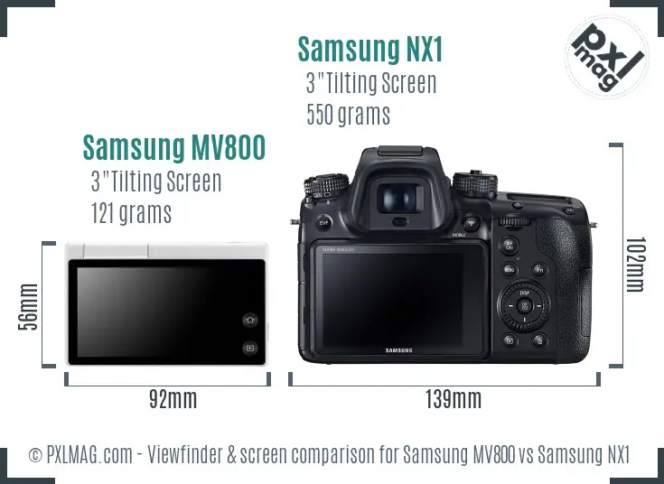 Samsung MV800 vs Samsung NX1 Screen and Viewfinder comparison