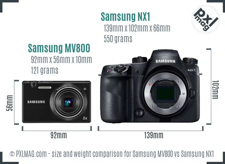 Samsung MV800 vs Samsung NX1 size comparison