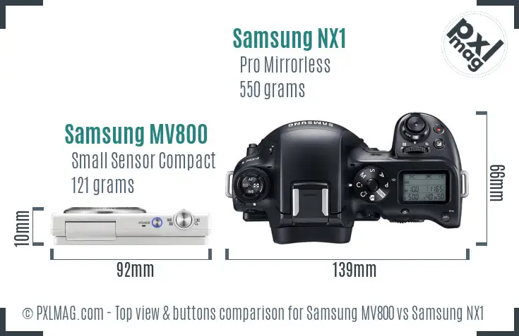 Samsung MV800 vs Samsung NX1 top view buttons comparison