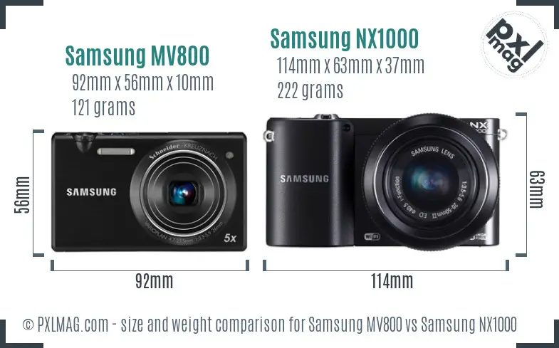 Samsung MV800 vs Samsung NX1000 size comparison