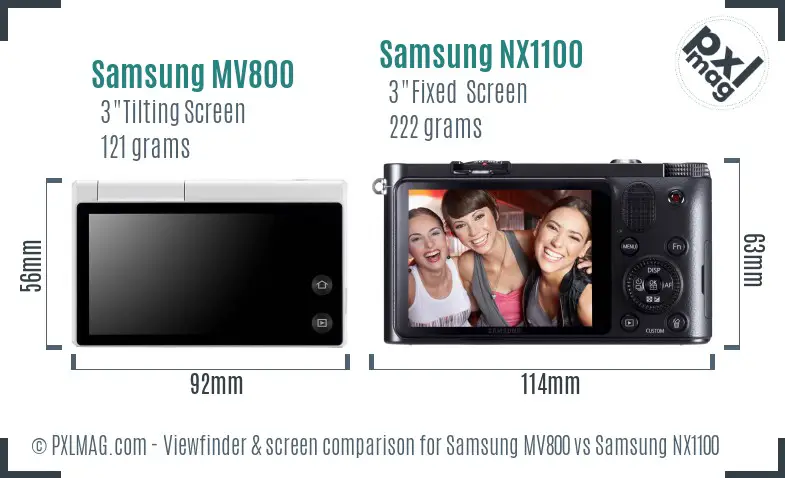Samsung MV800 vs Samsung NX1100 Screen and Viewfinder comparison