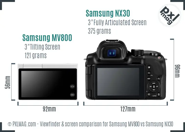 Samsung MV800 vs Samsung NX30 Screen and Viewfinder comparison