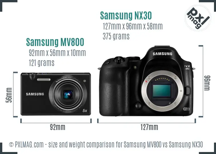 Samsung MV800 vs Samsung NX30 size comparison