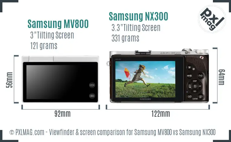 Samsung MV800 vs Samsung NX300 Screen and Viewfinder comparison