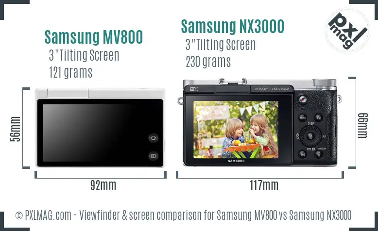 Samsung MV800 vs Samsung NX3000 Screen and Viewfinder comparison