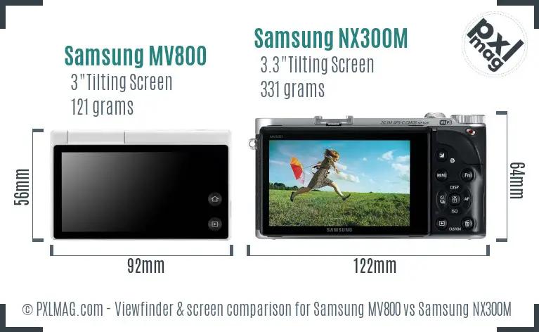 Samsung MV800 vs Samsung NX300M Screen and Viewfinder comparison