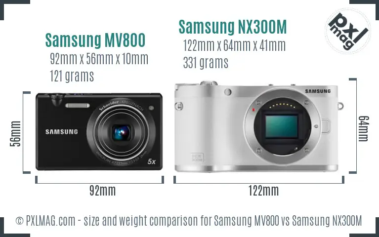 Samsung MV800 vs Samsung NX300M size comparison