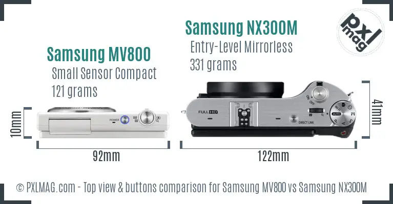Samsung MV800 vs Samsung NX300M top view buttons comparison