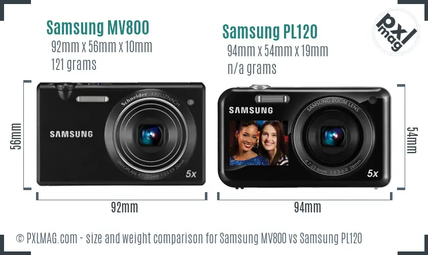 Samsung MV800 vs Samsung PL120 size comparison