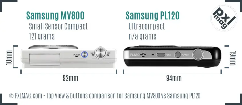 Samsung MV800 vs Samsung PL120 top view buttons comparison