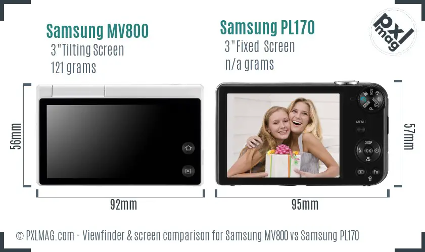 Samsung MV800 vs Samsung PL170 Screen and Viewfinder comparison
