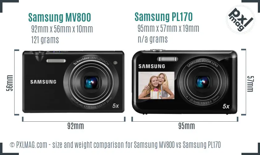 Samsung MV800 vs Samsung PL170 size comparison