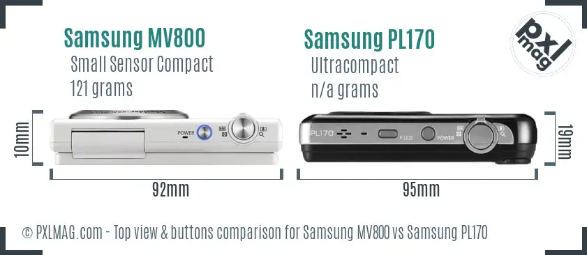 Samsung MV800 vs Samsung PL170 top view buttons comparison