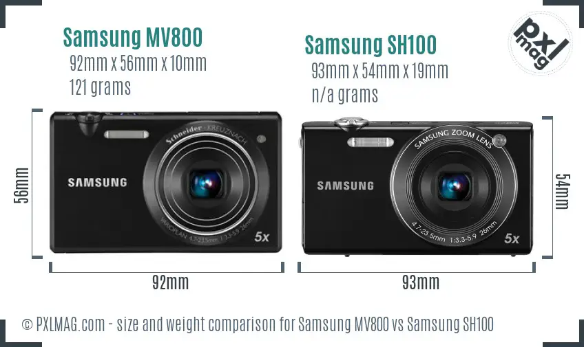 Samsung MV800 vs Samsung SH100 size comparison