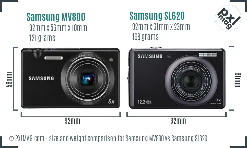 Samsung MV800 vs Samsung SL620 size comparison