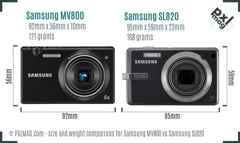 Samsung MV800 vs Samsung SL820 size comparison