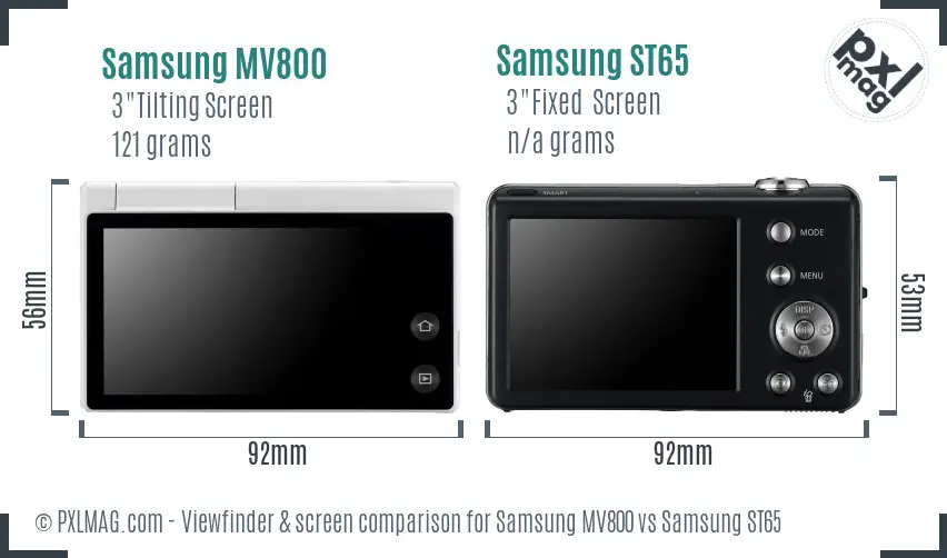 Samsung MV800 vs Samsung ST65 Screen and Viewfinder comparison
