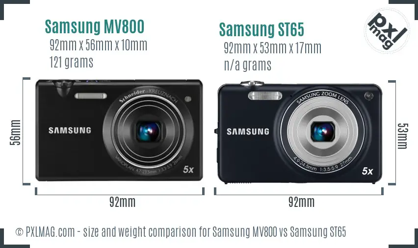Samsung MV800 vs Samsung ST65 size comparison