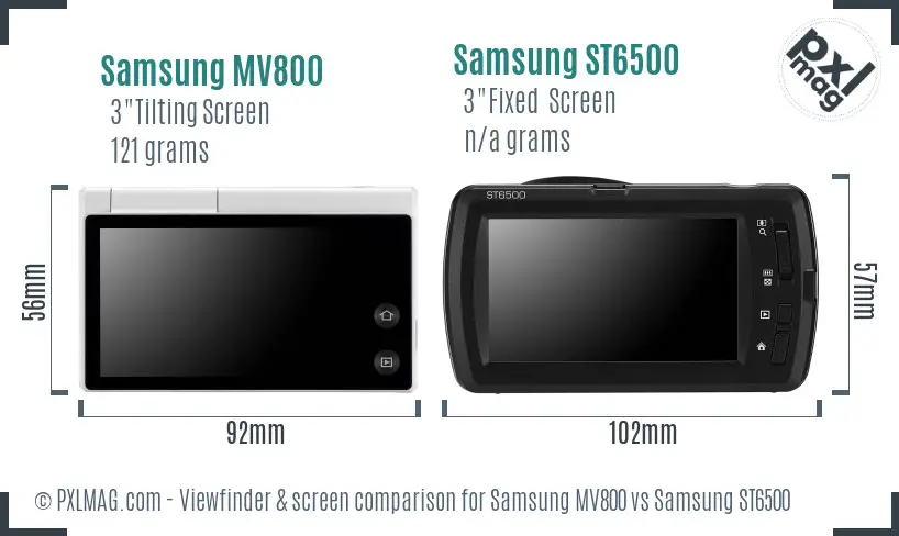 Samsung MV800 vs Samsung ST6500 Screen and Viewfinder comparison Samsung MV800 vs Samsung ST6500 Screen and Viewfinder comparison