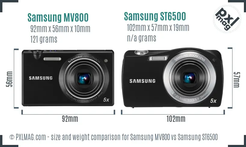 Samsung MV800 vs Samsung ST6500 size comparison Samsung MV800 vs Samsung ST6500 size comparison